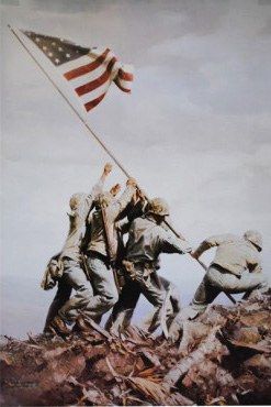 Unknown USMC flag raising on Iwo Jima in WWii